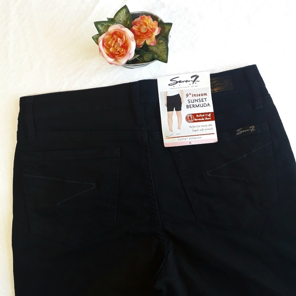 Seven 7 | Bermuda black jeans rolled cuffs - Picture 8 of 16